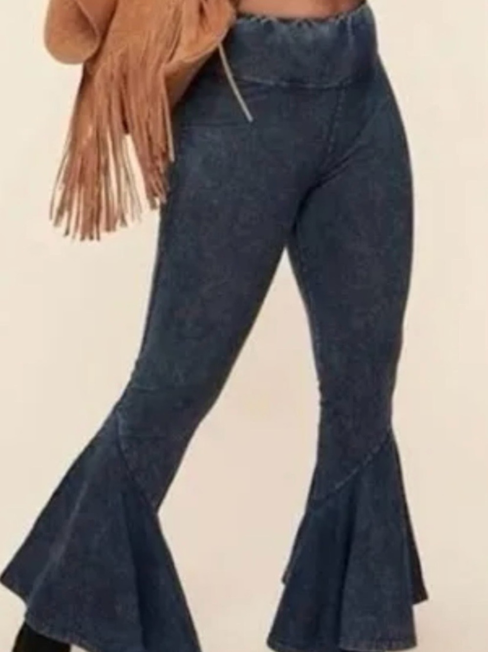 EARTHBOUND Washed Black Hippie flower Child flare leggings stretch